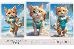 Cute watercolor cat illustrations for prints- 3 Jpeg Product Image 1