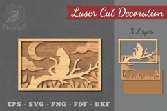 Cat in The Tree Laser Cut Home Decor SVG Product Image 1