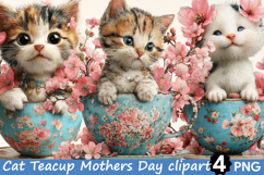 Cat Inside Floral Teacup Mother's Day clipart Product Image 1
