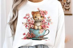 Cat Inside Floral Teacup Mother's Day clipart Product Image 2