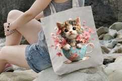 Cat Inside Floral Teacup Mother's Day clipart Product Image 3