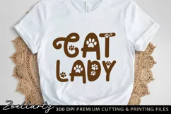 Cat Mom SVG PNG EPS Paw Prints SVG Cat Lady T-shirt Design Product Image 2