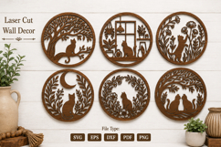 Cat Laser Cut SVG Round Wooden Wall Decor Product Image 2