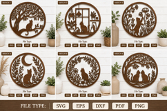 Cat Laser Cut SVG Round Wooden Wall Decor Product Image 3