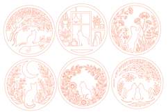 Cat Laser Cut SVG Round Wooden Wall Decor Product Image 4