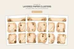 Cat Themed Layered Paper Clusters Printable PNG Junk Journal Product Image 1