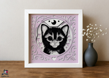 Kitten Little Cat Animal Lightbox SVG Papercut template Product Image 2