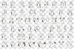 Cute Cat Line Art Alphabet 52 Letters SVG EPS PNG Product Image 2