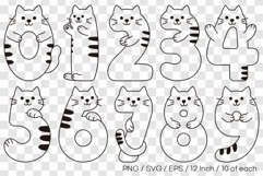 Cute Cat Line Art Numbers 0 to 9 SVG EPS PNG Product Image 1