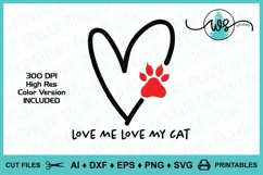 Cat Logo SVG, Love My Cat, Cat Saying, Cat Paw, Cat SVG Product Image 1