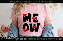 Cat Meow SVG Cut Files Love Heart Paw Prints SVG Cat Mom SVG Product Image 3