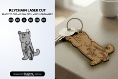 Funny Cat Keychain SVG - Cute Kitty Paw Laser Cut SVG Product Image 2