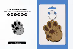 Funny Cat Keychain SVG - Cute Kitty Paw Laser Cut SVG Product Image 1
