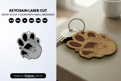 Funny Cat Keychain SVG - Cute Kitty Paw Laser Cut SVG Product Image 2