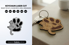 Funny Cat Keychain SVG - Cute Kitty Paw Laser Cut SVG Product Image 2