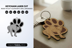Funny Cat Keychain SVG - Cute Kitty Paw Laser Cut SVG Product Image 2