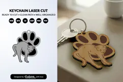 Funny Cat Keychain SVG - Cute Kitty Paw Laser Cut SVG Product Image 2