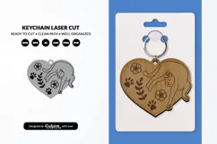 Funny Cat Keychain SVG - Cute Kitty Paw Laser Cut SVG Product Image 1