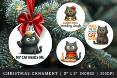Cat Lover round ornaments sublimation design Product Image 1