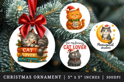 Cat Lover round ornaments sublimation design Product Image 1