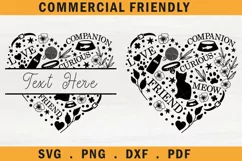 Cat lover heart monogram SVG, floral heart cat svg,cat svg 2 Product Image 1