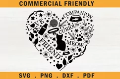 Cat lover heart monogram SVG, floral heart cat svg,cat svg Product Image 1
