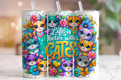 Life Is Better With Cats Tumbler Wrap, Cat Mom Tumbler, Cat Product Image 1