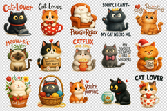 Cat Lover clipart printable sublimation bundle png Product Image 4