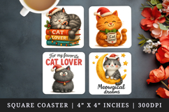 Cat Lover square coaster sublimation, coasters design Product Image 1