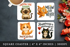 Cat Lover square coaster sublimation, coasters design Product Image 1