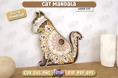 Cat Mandala Laser Cut | Home Décor | Wall Art | Patterns|CNC Product Image 1