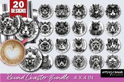 Cat Mandala Coaster Bundle - Cat Round Coaster Sublimation