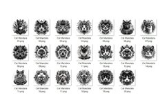 Cat Mandala Coaster Bundle - Cat Round Coaster Sublimation