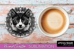 Cat Mandala Coaster - Cat Round Coaster Sublimation