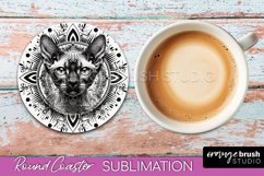 Cat Mandala Coaster - Cat Round Coaster Sublimation