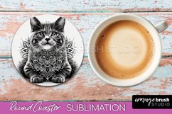 Cat Mandala Coaster - Cat Round Coaster Sublimation