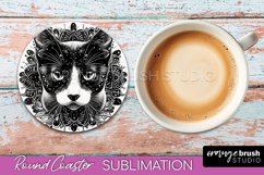 Cat Mandala Coaster - Cat Round Coaster Sublimation