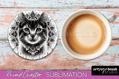 Cat Mandala Coaster - Mandala Round Coaster Sublimation