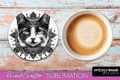 Cat Mandala Coaster - Mandala Round Coaster Sublimation