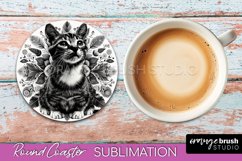 Cat Mandala Coaster - Mandala Round Coaster Sublimation
