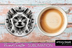 Cat Mandala Coaster - Mandala Round Coaster Sublimation