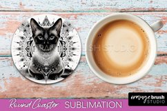 Cat Mandala Coaster - Mandala Round Coaster Sublimation