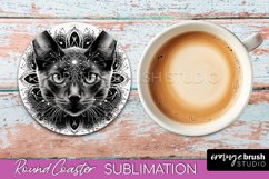Cat Mandala Coaster - Mandala Round Coaster Sublimation
