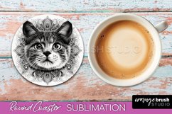 Cat Mandala Coaster - Mandala Round Coaster Sublimation