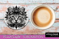 Cat Mandala Coaster - Mandala Round Coaster Sublimation