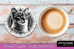 Cat Mandala Coaster - Mandala Round Coaster Sublimation