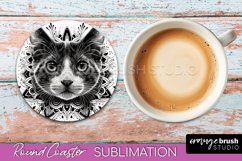 Cat Mandala Coaster - Mandala Round Coaster Sublimation
