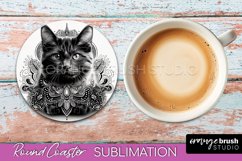 Cat Mandala Coaster - Mandala Round Coaster Sublimation
