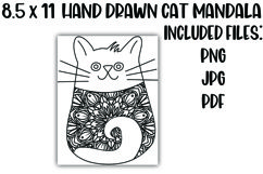 Printable and Downloadable Cat Mandala Coloring Sheet Product Image 1