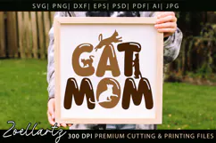 Cat Mom SVG Cut File Mothers Day T-shirt Mug Pillow Design Product Image 4
